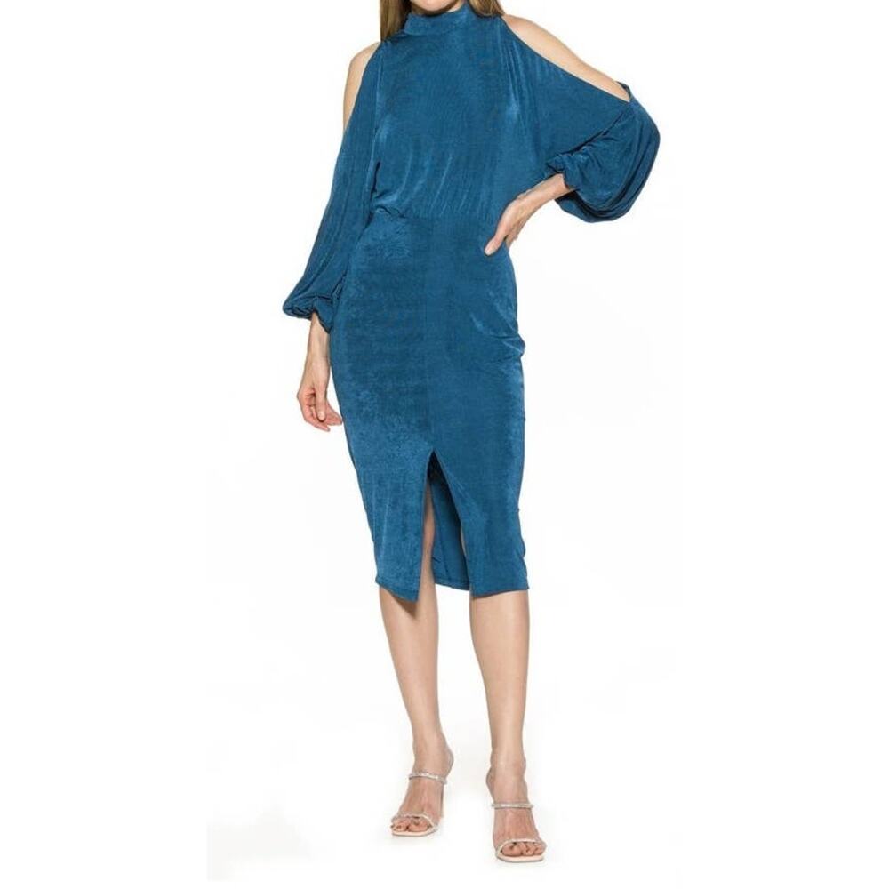 Alexia Admor dress mockneck long sleeve teal X-Small XS